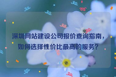 深圳網(wǎng)站建設(shè)公司報價查詢指南，如何選擇性價比最高的服務(wù)？