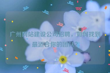 廣州網(wǎng)站建設(shè)公司招聘，如何找到最適合你的團(tuán)隊？