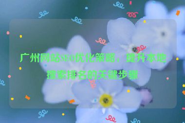 廣州網(wǎng)站SEO優(yōu)化策略，提升本地搜索排名的關(guān)鍵步驟
