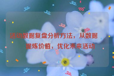 活動數(shù)據(jù)復(fù)盤分析方法，從數(shù)據(jù)中提煉價值，優(yōu)化未來活動