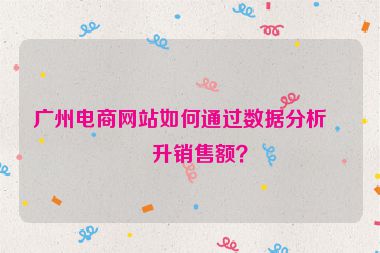 廣州電商網(wǎng)站如何通過數(shù)據(jù)分析提升銷售額？