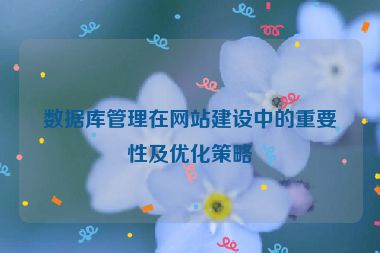 數(shù)據(jù)庫(kù)管理在網(wǎng)站建設(shè)中的重要性及優(yōu)化策略