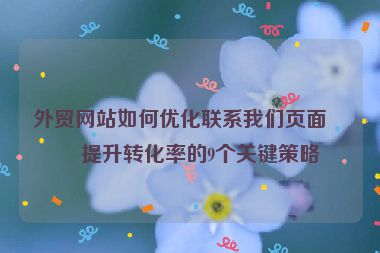 外貿(mào)網(wǎng)站如何優(yōu)化聯(lián)系我們頁面？提升轉(zhuǎn)化率的9個關(guān)鍵策略