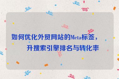 如何優(yōu)化外貿(mào)網(wǎng)站的Meta標(biāo)簽，提升搜索引擎排名與轉(zhuǎn)化率