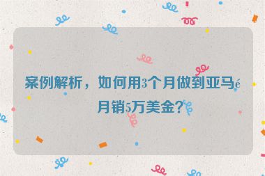 案例解析，如何用3個(gè)月做到亞馬遜月銷5萬美金？