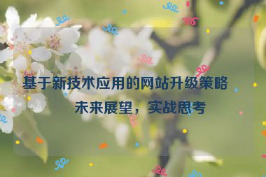 基于新技術(shù)應(yīng)用的網(wǎng)站升級策略與未來展望，實(shí)戰(zhàn)思考