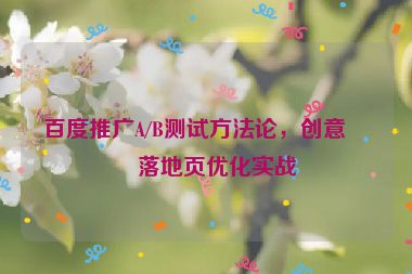 百度推廣A/B測(cè)試方法論，創(chuàng)意、落地頁(yè)優(yōu)化實(shí)戰(zhàn)