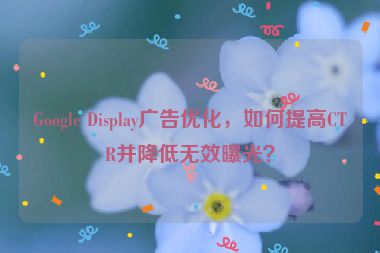 Google Display廣告優(yōu)化，如何提高CTR并降低無效曝光？
