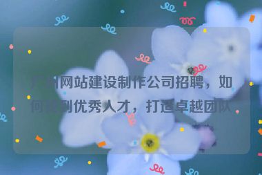 廣州網(wǎng)站建設(shè)制作公司招聘，如何找到優(yōu)秀人才，打造卓越團(tuán)隊(duì)