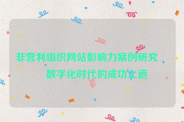 非營(yíng)利組織網(wǎng)站影響力案例研究，數(shù)字化時(shí)代的成功之道