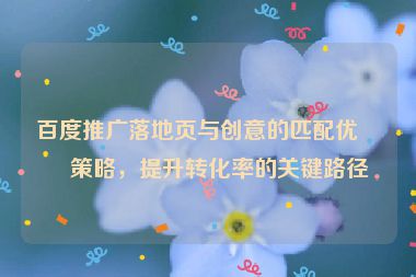 百度推廣落地頁與創(chuàng)意的匹配優(yōu)化策略，提升轉(zhuǎn)化率的關(guān)鍵路徑