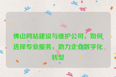 佛山網(wǎng)站建設(shè)與維護公司，如何選擇專業(yè)服務(wù)，助力企業(yè)數(shù)字化轉(zhuǎn)型