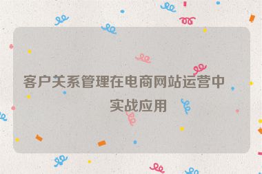 客戶關(guān)系管理在電商網(wǎng)站運(yùn)營(yíng)中的實(shí)戰(zhàn)應(yīng)用