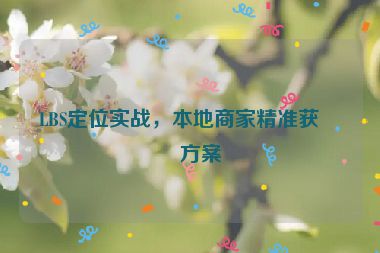 LBS定位實(shí)戰(zhàn)，本地商家精準(zhǔn)獲客方案