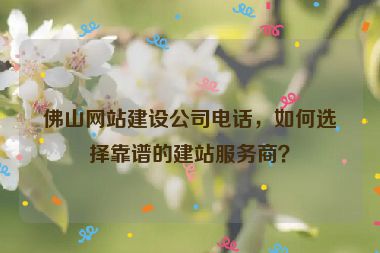 佛山網(wǎng)站建設(shè)公司電話，如何選擇靠譜的建站服務(wù)商？