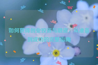 如何獲得創(chuàng)業(yè)投資與融資，從準備到成功的完整指南
