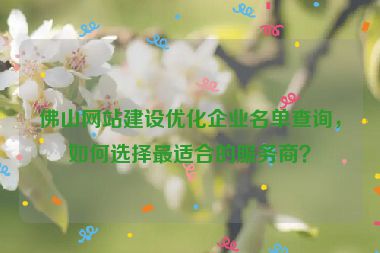 佛山網(wǎng)站建設(shè)優(yōu)化企業(yè)名單查詢，如何選擇最適合的服務(wù)商？