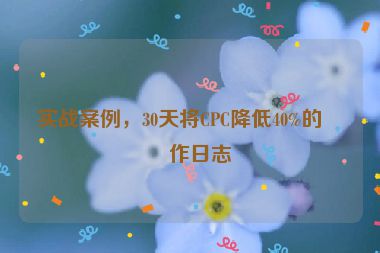 實(shí)戰(zhàn)案例，30天將CPC降低40%的操作日志