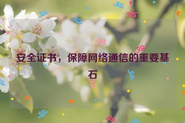 安全證書，保障網(wǎng)絡(luò)通信的重要基石
