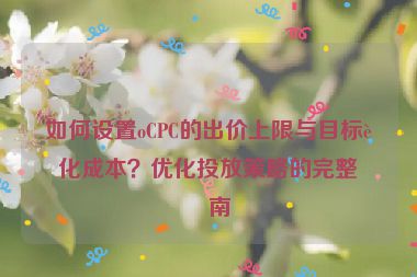 如何設(shè)置oCPC的出價上限與目標轉(zhuǎn)化成本？優(yōu)化投放策略的完整指南