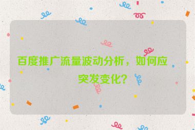 百度推廣流量波動(dòng)分析，如何應(yīng)對(duì)突發(fā)變化？