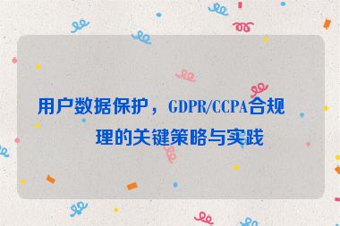 用戶數(shù)據(jù)保護，GDPR/CCPA合規(guī)管理的關(guān)鍵策略與實踐