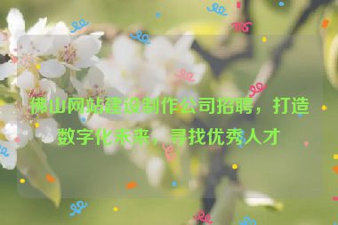 佛山網(wǎng)站建設(shè)制作公司招聘，打造數(shù)字化未來，尋找優(yōu)秀人才