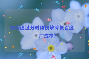 如何通過分時(shí)段投放降低百度推廣成本？