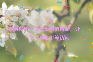 如何設(shè)計一個無障礙的網(wǎng)站，讓每個人都能平等訪問