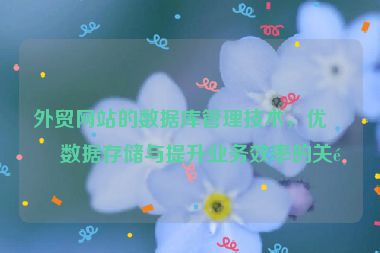 外貿(mào)網(wǎng)站的數(shù)據(jù)庫(kù)管理技術(shù)，優(yōu)化數(shù)據(jù)存儲(chǔ)與提升業(yè)務(wù)效率的關(guān)鍵