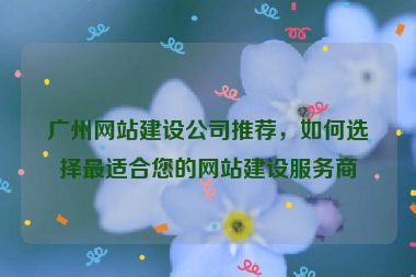 廣州網(wǎng)站建設(shè)公司推薦，如何選擇最適合您的網(wǎng)站建設(shè)服務(wù)商
