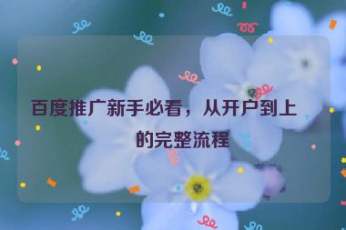 百度推廣新手必看，從開戶到上線的完整流程