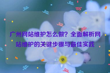 廣州網(wǎng)站維護怎么做？全面解析網(wǎng)站維護的關(guān)鍵步驟與最佳實踐