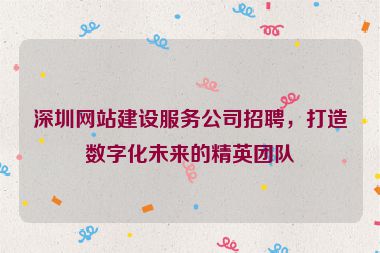 深圳網(wǎng)站建設(shè)服務(wù)公司招聘，打造數(shù)字化未來的精英團隊