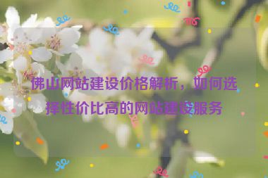佛山網(wǎng)站建設(shè)價格解析，如何選擇性價比高的網(wǎng)站建設(shè)服務(wù)