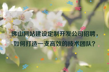 佛山網(wǎng)站建設(shè)定制開發(fā)公司招聘，如何打造一支高效的技術(shù)團隊？