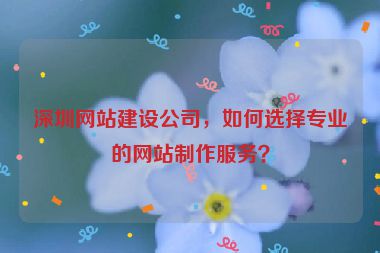 深圳網(wǎng)站建設(shè)公司，如何選擇專業(yè)的網(wǎng)站制作服務(wù)？