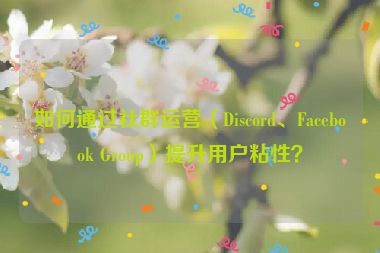 如何通過社群運營（Discord、Facebook Group）提升用戶粘性？