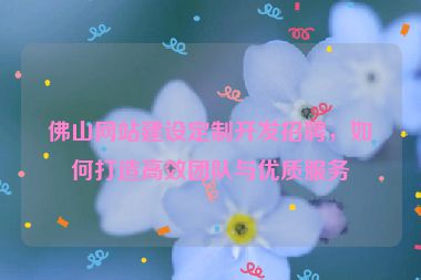 佛山網(wǎng)站建設(shè)定制開發(fā)招聘，如何打造高效團隊與優(yōu)質(zhì)服務(wù)