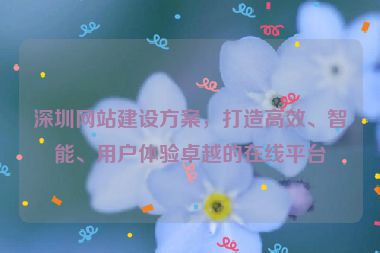 深圳網(wǎng)站建設(shè)方案，打造高效、智能、用戶體驗(yàn)卓越的在線平臺(tái)