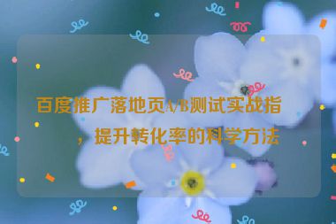 百度推廣落地頁A/B測試實戰(zhàn)指南，提升轉(zhuǎn)化率的科學(xué)方法