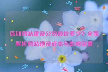 深圳網(wǎng)站建設(shè)公司報(bào)價(jià)多少？全面解析網(wǎng)站建設(shè)成本與影響因素