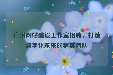 廣州網(wǎng)站建設(shè)工作室招聘，打造數(shù)字化未來的精英團(tuán)隊(duì)