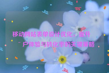移動(dòng)網(wǎng)站表單設(shè)計(jì)優(yōu)化，提升用戶體驗(yàn)與轉(zhuǎn)化率的關(guān)鍵策略