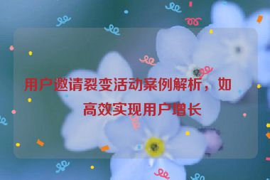 用戶邀請裂變活動案例解析，如何高效實現(xiàn)用戶增長