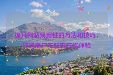 提升網(wǎng)站易用性的方法和技巧，打造用戶友好的在線體驗(yàn)