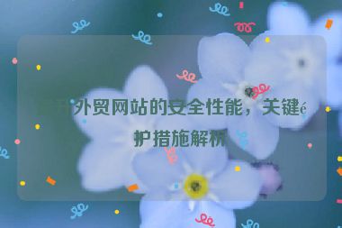 提升外貿(mào)網(wǎng)站的安全性能，關(guān)鍵防護(hù)措施解析