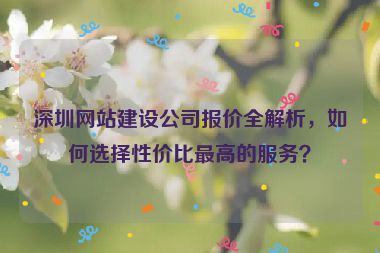 深圳網(wǎng)站建設(shè)公司報(bào)價(jià)全解析，如何選擇性價(jià)比最高的服務(wù)？