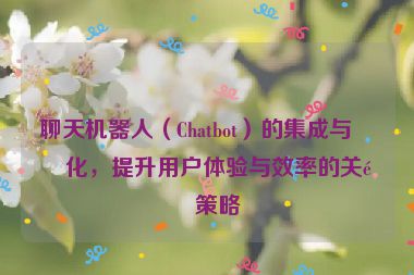 聊天機器人（Chatbot）的集成與優(yōu)化，提升用戶體驗與效率的關(guān)鍵策略