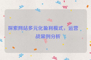 探索網(wǎng)站多元化盈利模式，運(yùn)營實(shí)戰(zhàn)案例分析